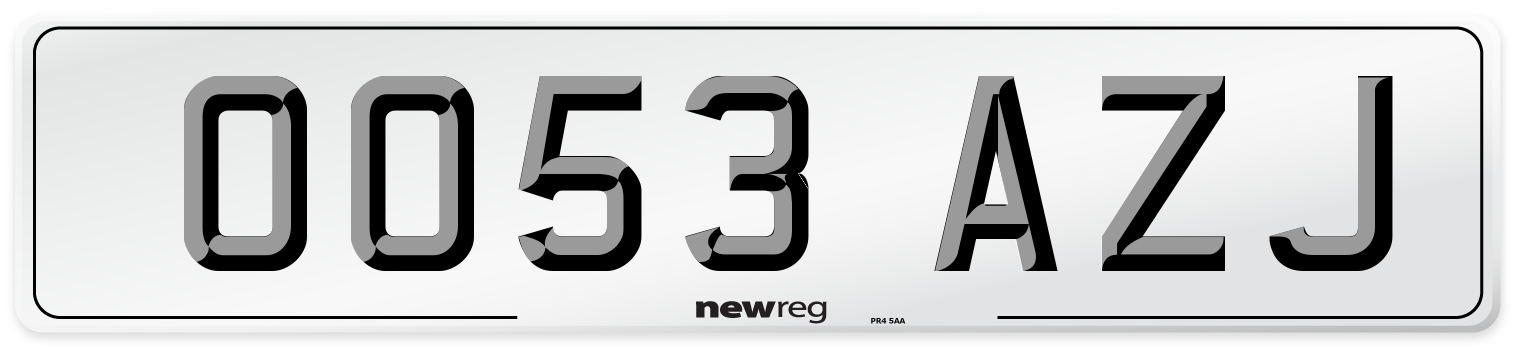 OO53 AZJ Number Plate from New Reg